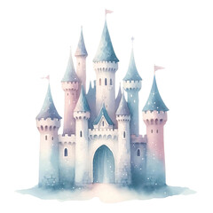 Whimsical Watercolor Fairy Castle Illustration
