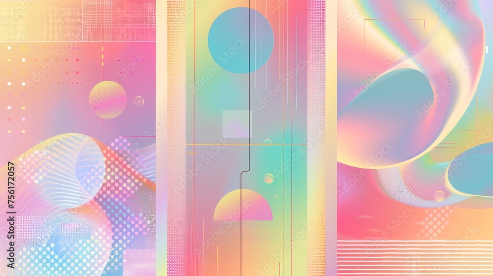 Poster with a pastel gradient background and simple geometric gradient line elements, this poster and banne