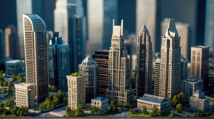 Cityscape of skyscrapers in the city