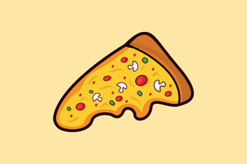 Pizza Slice cartoon style Illustration Design