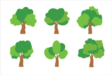 set of natural tree illustration design