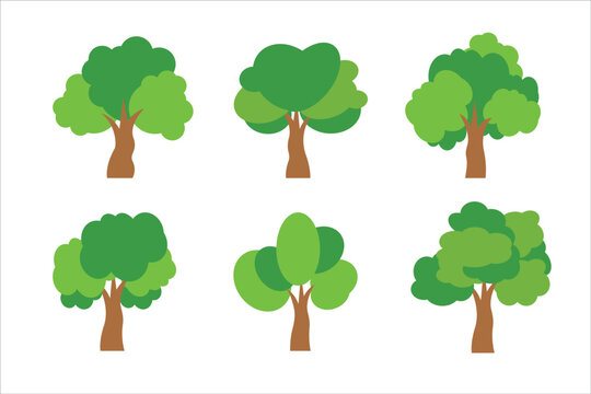 set of natural tree illustration design