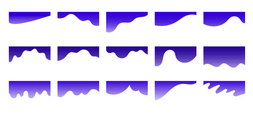 Set of blue gradient separators shapes for website. Curve Lines, circles, wave dividers for Top or Bottom Page. Frame of header