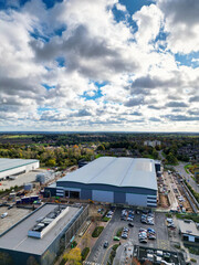 High Angle View of Industrial Estate Warehouse at Hemel Hempstead City of England UK. November 5th, 2023