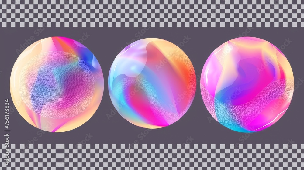 Poster an abstract blur gradient circle with fluid color gradient on transparent background. a modern set o