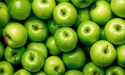 lots of ripe green apples, medium-sized