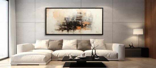 Minimalist Abstract Painting in Elegant Interior Texture