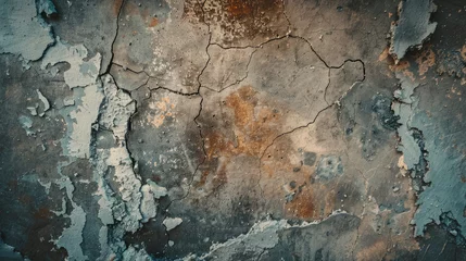 Poster Papier peint en béton Edgy cracks redefine concrete with textured intensity. Ai Generated.