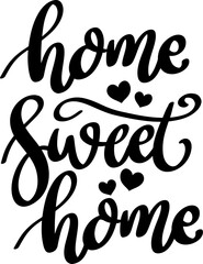 Home sweet home. Lettering phrase isolated on white background. Design element - 756174483