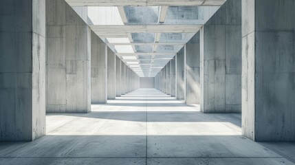 Concrete corridor of a structured building. Urban ambiance, Ai Generated.