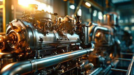 Fototapeta premium Detailed view of a modern jet engine installed in an airplane, showcasing advanced technology and intricate design