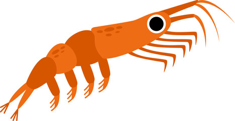 Vector illustration of cute antarctic krill isolated on white background.