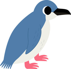 Vector illustration of cute little blue penguin isolated on white background.