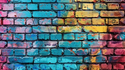 Fototapeta premium Graffiti breathes life into brick walls. Ai Generated.