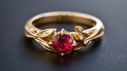 A ruby gold ring, a symphony of elegance and opulence, graced with the rich glow of precious metal and vibrant gem, Ai Generated.