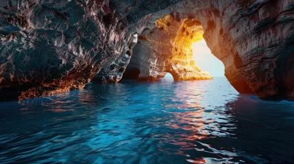 Stof per meter cave underwater cave sea landscape blue sea cave © ORG
