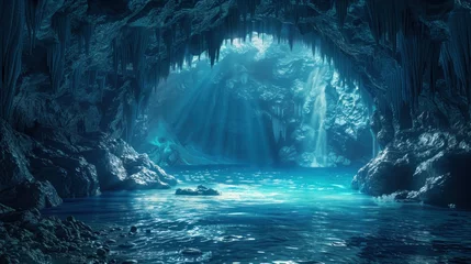 Fototapeten cave underwater cave sea landscape blue sea cave © ORG