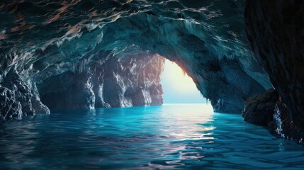 cave underwater cave sea landscape blue sea cave