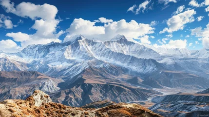 Papier Peint photo autocollant Himalaya A breathtaking view of the Himalayas, featuring the iconic Mount Everest. Ai Generated.