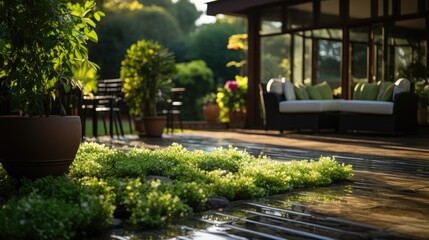 Obraz premium Artificial grass provides a lush and maintenance-free alternative, Ai Generated.
