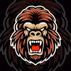 Angry Monkey Head Mascot Logo Badge Sticker