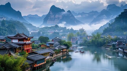 Scenery of the Lijiang River - obrazy, fototapety, plakaty