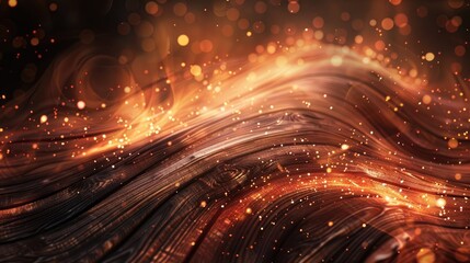 Obraz premium Wooden background with a gentle curve adorned by glowing embers. Ai Generated