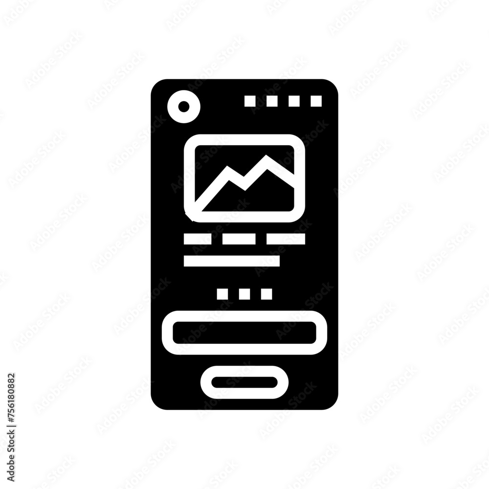 Poster mockup ux ui design glyph icon vector. mockup ux ui design sign. isolated symbol illustration
