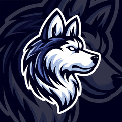 Husky Dog Head Mascot Logo