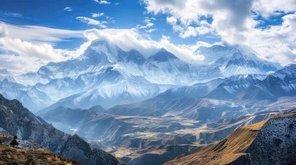 Photo sur Plexiglas Himalaya A breathtaking view of the Himalayas, featuring the iconic Mount Everest. Ai Generated.