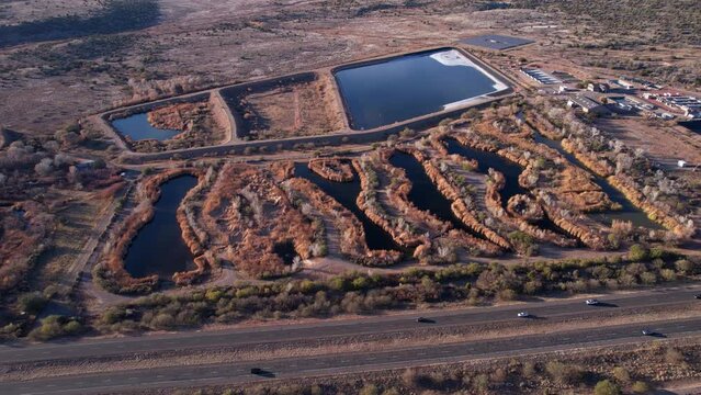 Sedona Wetlands, Arizona USA. Drone Shot of Wastewater Treatment Facility by 89A State Route