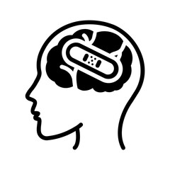 Vector solid black icon for Mental disability