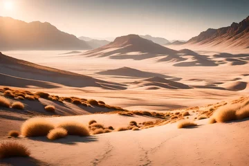 Gordijnen Gentle undulations of plateau majesty, a serene landscape in the soft hues of morning light. © Muhammad