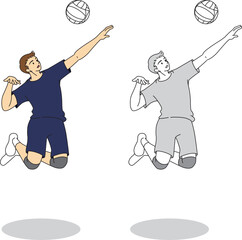バレーボールの選手（男性）のイラストセット／Illustration set of volleyball players (male)