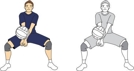 バレーボールの選手（男性）のイラストセット／Illustration set of volleyball players (male) - obrazy, fototapety, plakaty