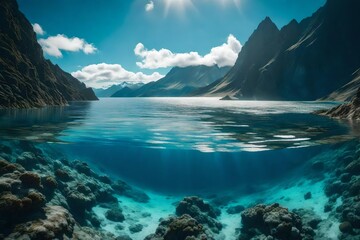 Oceanic mountains in tranquil ascent, a submerged landscape captured by the HD lens.