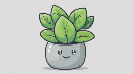 Pot plant, cute and artistic illustration. Incorporating adorable plant illustrations into dcor, adding charm and sweetness. Elevate spaces with charming illustrations.