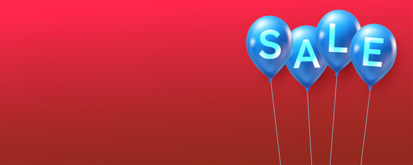 sale discount banner sign on blue baloon