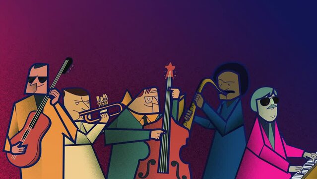 Jazz Band Music. flat style. Animation loop