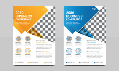 Conference business flyer vector design template.