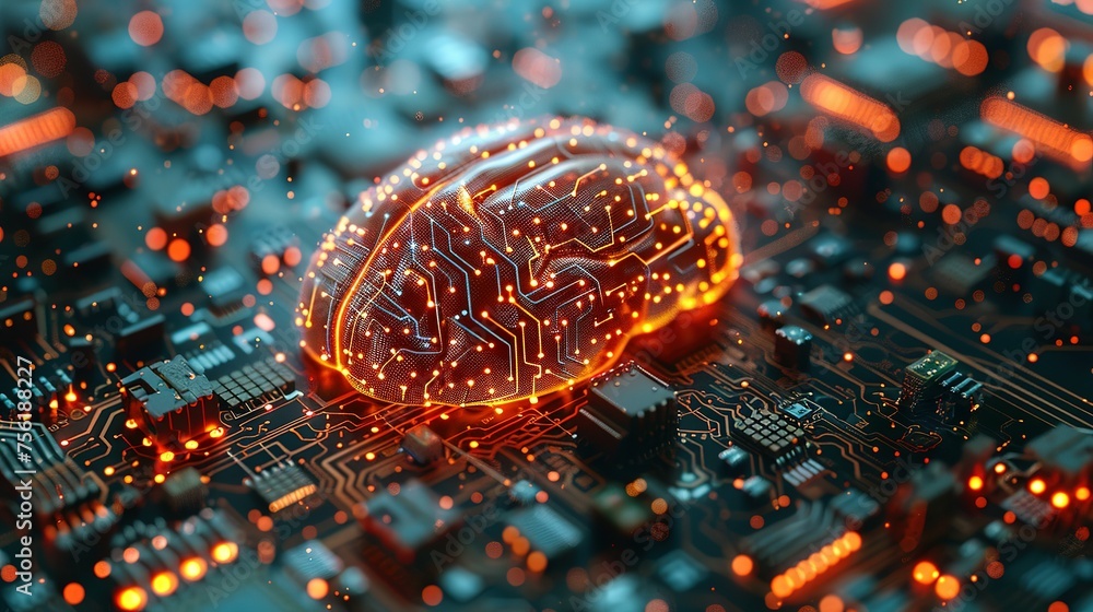 Poster neural circuit and electronic cyber brain in a quantum computing system, artificial intelligence tec