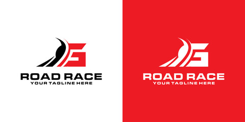 letter G and asphalt road logo design, racing logo, for automotive, racing, sports