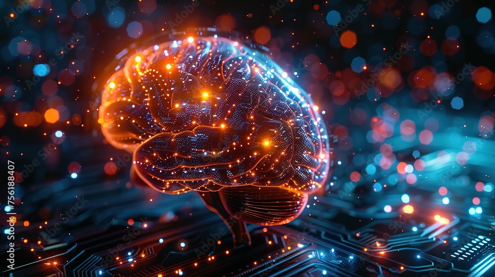 Poster neural circuit and electronic cyber brain in a quantum computing system, artificial intelligence tec