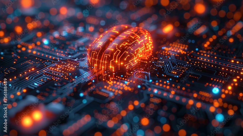 Aufkleber neural circuit and electronic cyber brain in a quantum computing system, artificial intelligence tec