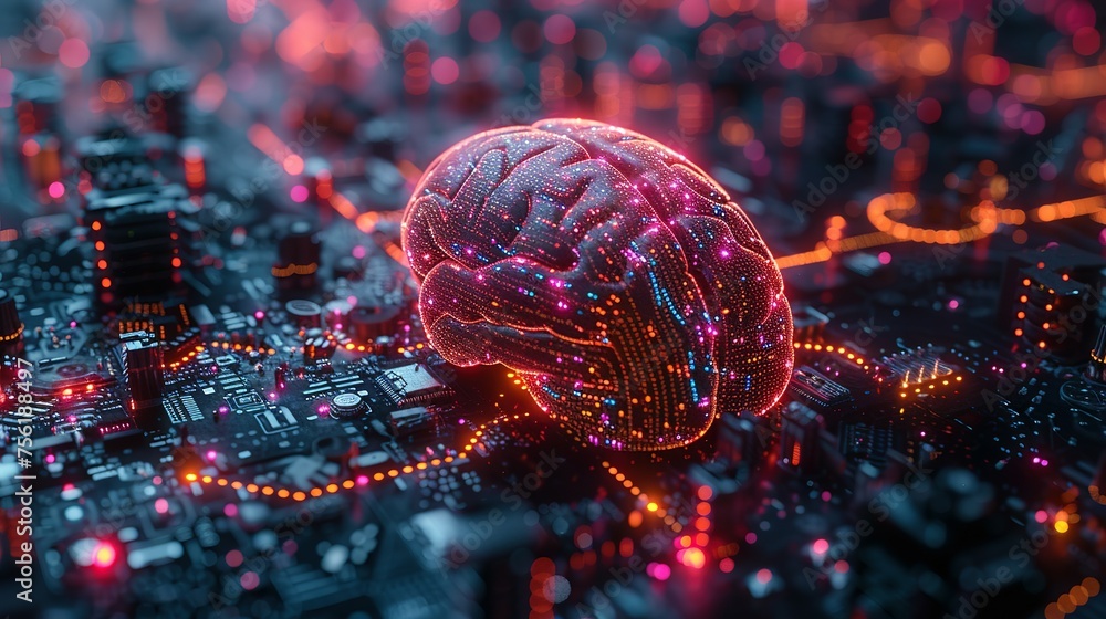 Poster neural circuit and electronic cyber brain in a quantum computing system, artificial intelligence tec