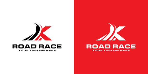 letter K and asphalt road logo design, racing logo, for automotive, racing, sports