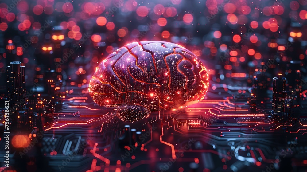 Poster neural circuit and electronic cyber brain in a quantum computing system, artificial intelligence tec