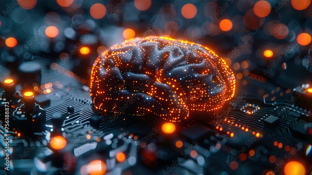 Poster neural circuit and electronic cyber brain in a quantum computing system, artificial intelligence tec