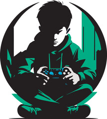 Adobe Illustrator Artwork of a boy playing video game logo