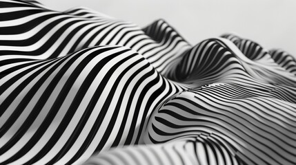 The image shows an abstract design of flowing, wavelike forms in black and white with a sense of movement and grace. geometric black and white forms flowing waves in background